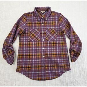 Mystree Shacket Women's Small Purple Brown Long Sleeve Snaps EUC LN Heavy Task